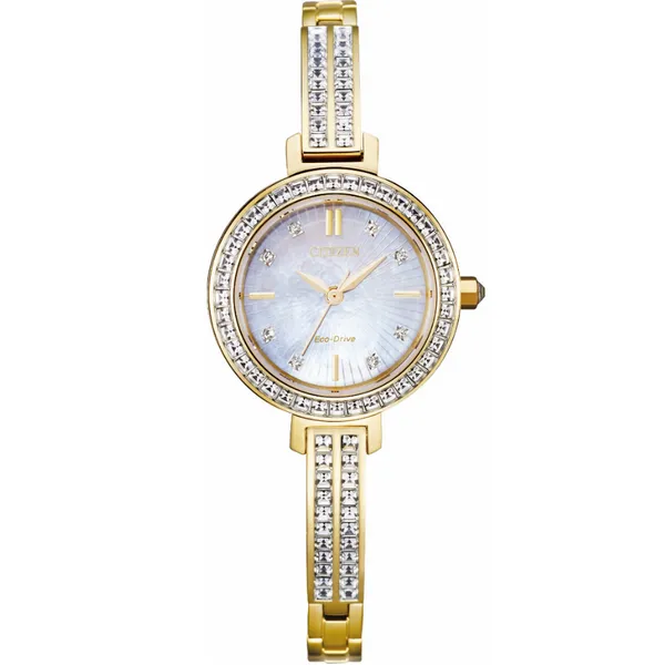 Ladies' Eco-Drive Goldtone Mother-of-Pearl Dial Watch Mark Jewellers La Crosse, WI