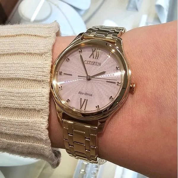 Ladies' Eco-Drive Rose Goldtone Pink Dial Watch Image 2 Mark Jewellers La Crosse, WI