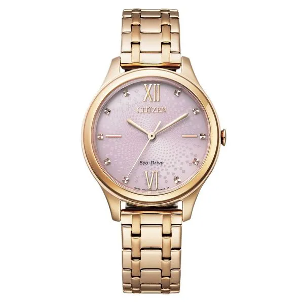 Ladies' Eco-Drive Rose Goldtone Pink Dial Watch Mark Jewellers La Crosse, WI