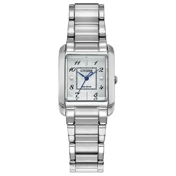 Ladies' Eco-Drive Silvertone Mother-Of-Pearl Dial Watch Mark Jewellers La Crosse, WI
