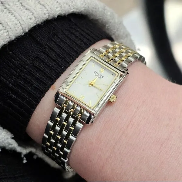 Ladies' Quartz Two-Tone Rectangular Watch Image 3 Mark Jewellers La Crosse, WI