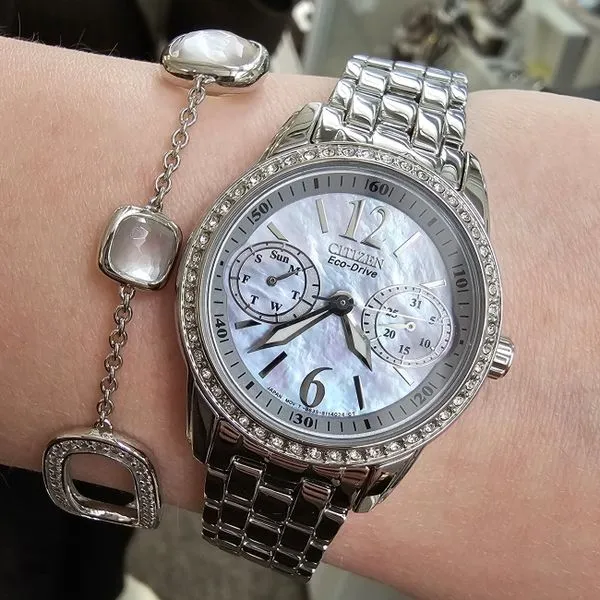 Ladies' Eco-Drive Silvertone Mother-of-Pearl Dial Watch Image 2 Mark Jewellers La Crosse, WI