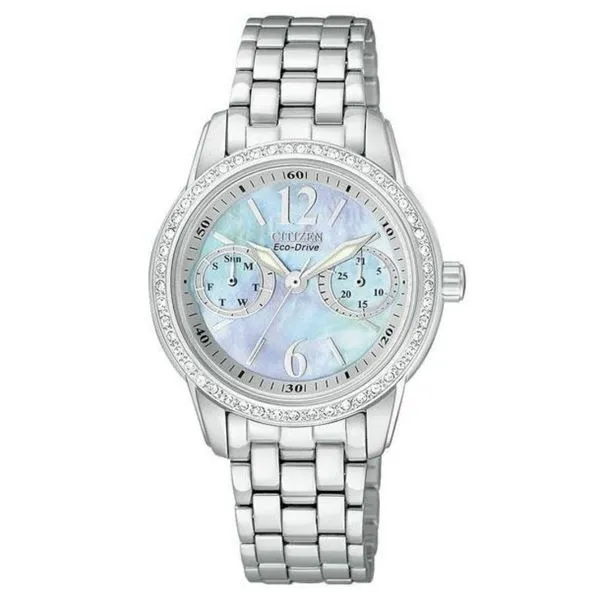 Ladies' Eco-Drive Silvertone Mother-of-Pearl Dial Watch Mark Jewellers La Crosse, WI
