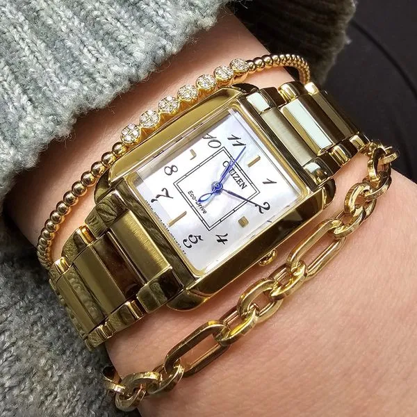 Ladies' Eco-Drive Goldtone Mother-Of-Pearl Dial Watch Image 3 Mark Jewellers La Crosse, WI