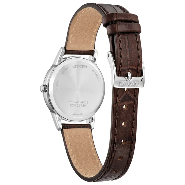 Ladies' Eco-Drive Silvertone Leather Band Watch Image 2 Mark Jewellers La Crosse, WI