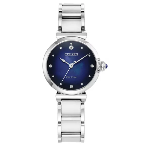 Ladies' Eco-Drive Silvertone Diamond Accent Watch Mark Jewellers La Crosse, WI