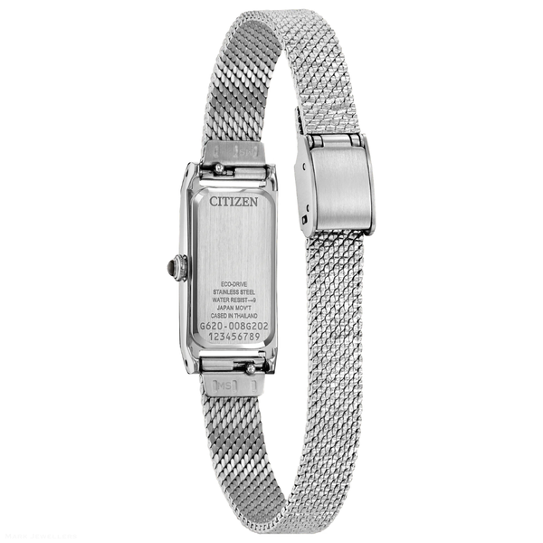 Ladies' Eco-Drive Silvertone Rectangular Watch Image 2 Mark Jewellers La Crosse, WI