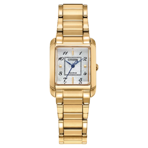 Ladies' Eco-Drive Goldtone Mother-Of-Pearl Dial Watch Mark Jewellers La Crosse, WI
