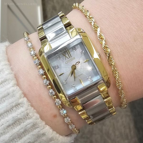 Ladies' Eco-Drive Two Tone Mother-Of-Pearl Dial Watch Image 3 Mark Jewellers La Crosse, WI