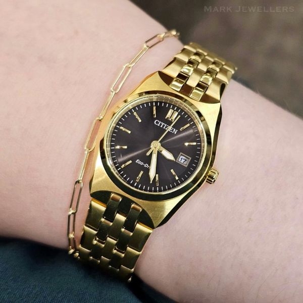 Ladies' Eco-Drive Goldtone Watch Image 3 Mark Jewellers La Crosse, WI