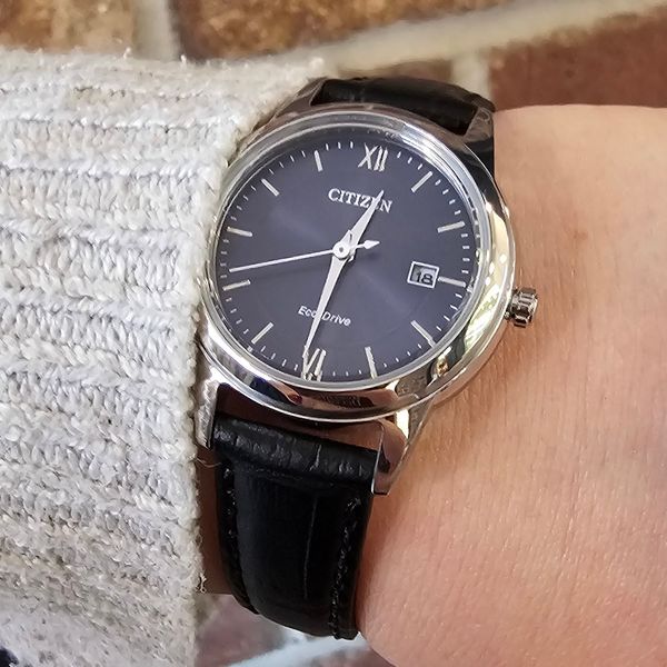 Ladies' Eco-Drive Silvertone Leather Band Watch Image 3 Mark Jewellers La Crosse, WI