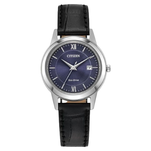 Ladies' Eco-Drive Silvertone Leather Band Watch Mark Jewellers La Crosse, WI