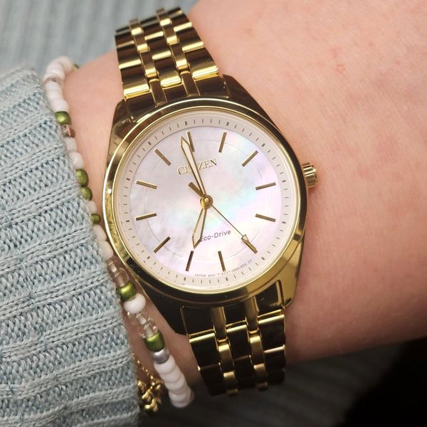 Ladies' Eco-Drive Goldtone Mother-of-Pearl Dial Watch Image 3 Mark Jewellers La Crosse, WI