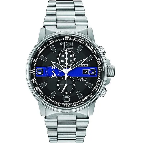 Gents' Eco-Drive Thin Blue Line Watch Mark Jewellers La Crosse, WI