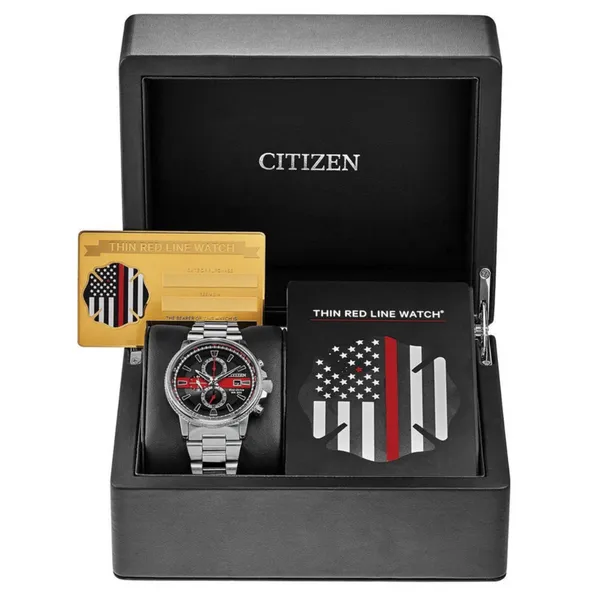 Gents' Eco-Drive Thin Red Line Watch Image 3 Mark Jewellers La Crosse, WI