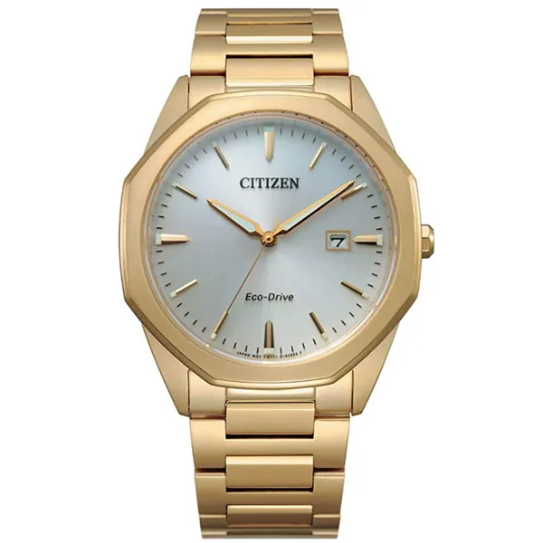 Gents' Eco-Drive Goldtone Octagonal Watch Mark Jewellers La Crosse, WI