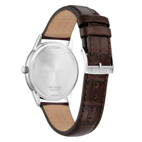 Gents' Eco-Drive Silvertone Leather Band Watch Image 2 Mark Jewellers La Crosse, WI