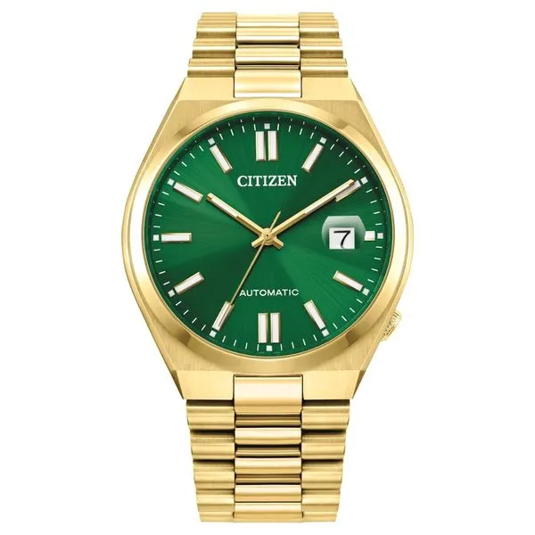 Gents' Automatic Goldtone Green Dial Watch Mark Jewellers La Crosse, WI