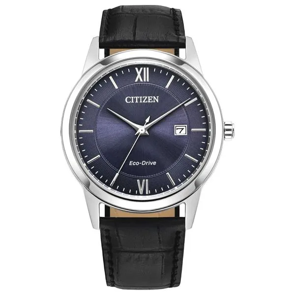 Gents' Eco-Drive Silvertone Leather Band Watch Mark Jewellers La Crosse, WI