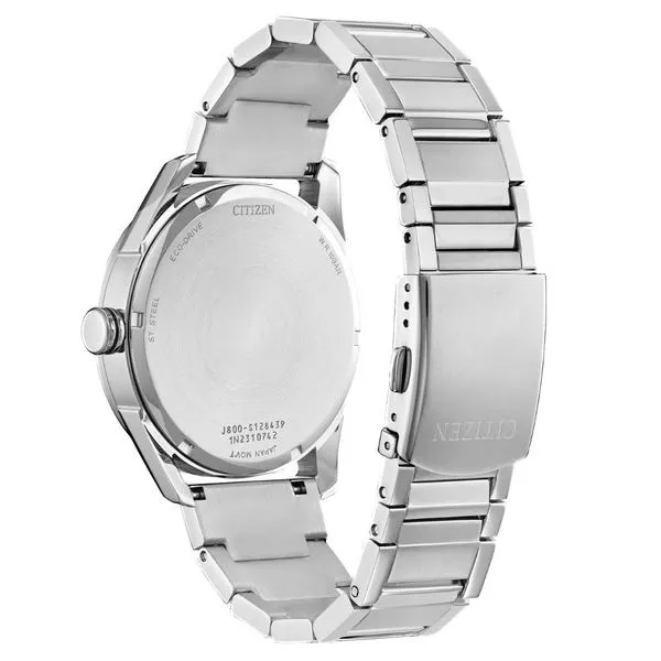 Gents' Eco-Drive Silvertone Blue Dial Watch Image 2 Mark Jewellers La Crosse, WI