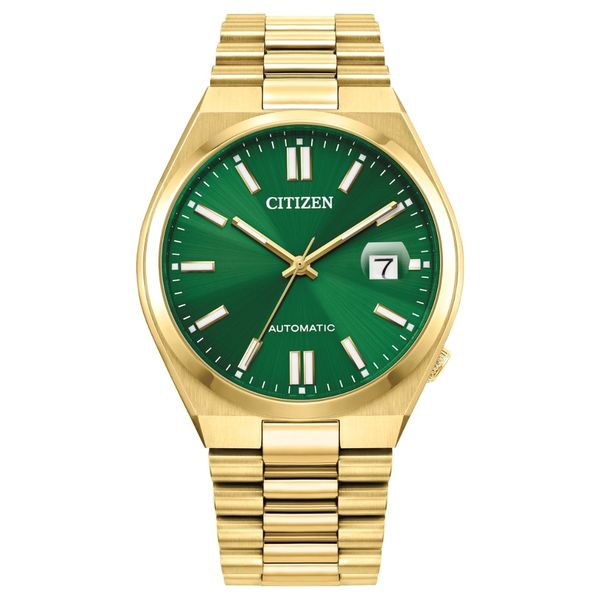 Gents' Automatic Goldtone Green Dial Watch Mark Jewellers La Crosse, WI
