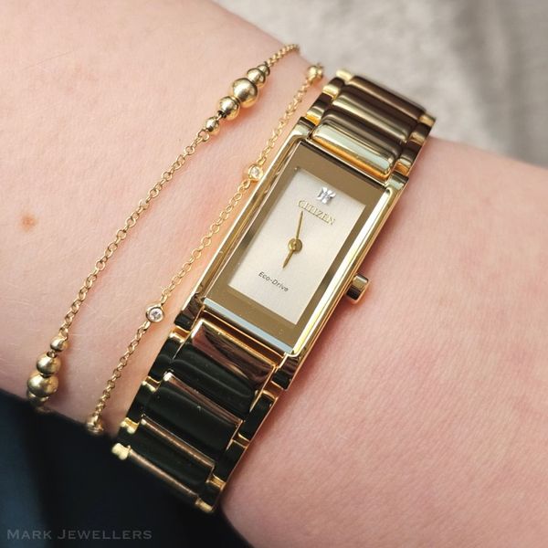 Ladies' Eco-Drive Goldtone Diamond Accent Watch Image 3 Mark Jewellers La Crosse, WI