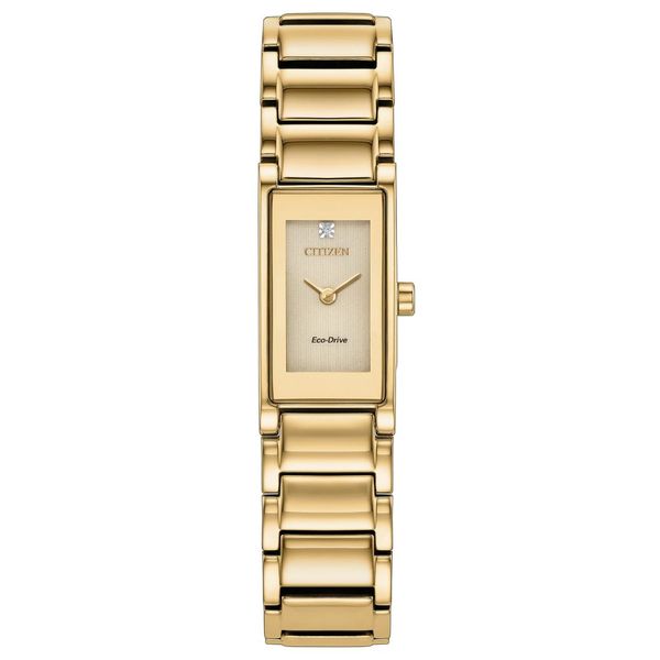 Ladies' Eco-Drive Goldtone Diamond Accent Watch Mark Jewellers La Crosse, WI