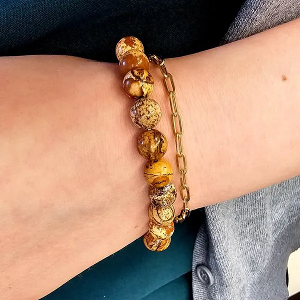 Brown Picture Jasper Bead Bracelet Image 2 Mark Jewellers La Crosse, WI