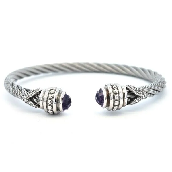 Stainless Steel Amethyst Cuff Bracelet Mark Jewellers La Crosse, WI