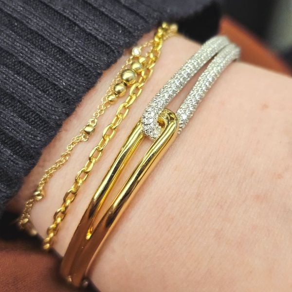 Gold-Plated Sterling CZ Bangle Bracelet Image 2 Mark Jewellers La Crosse, WI