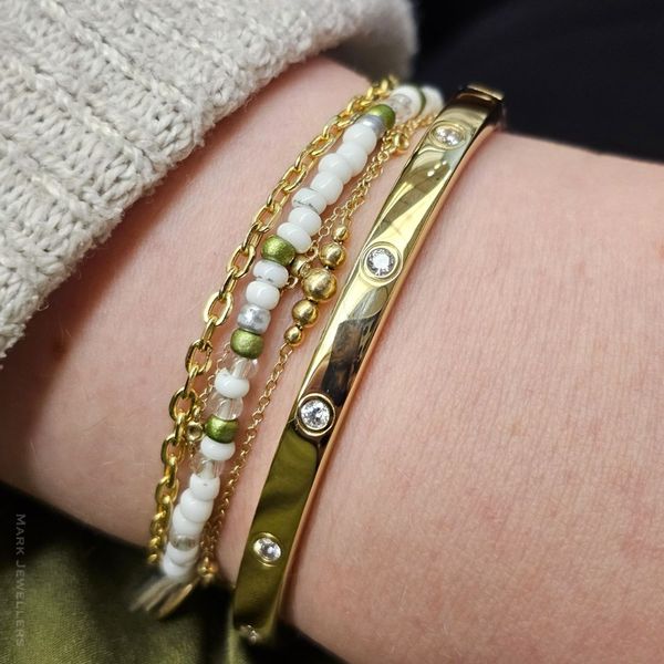 Gold-Plated Sterling CZ Bangle Bracelet Image 3 Mark Jewellers La Crosse, WI