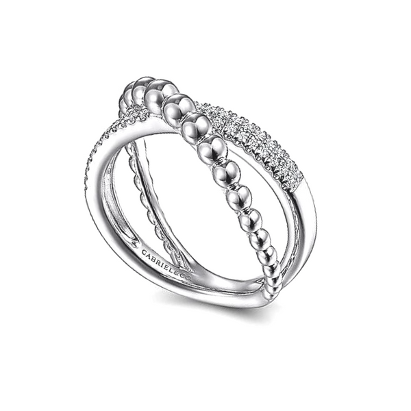 Sterling White Sapphire Beaded Crisscross Ring Image 2 Mark Jewellers La Crosse, WI