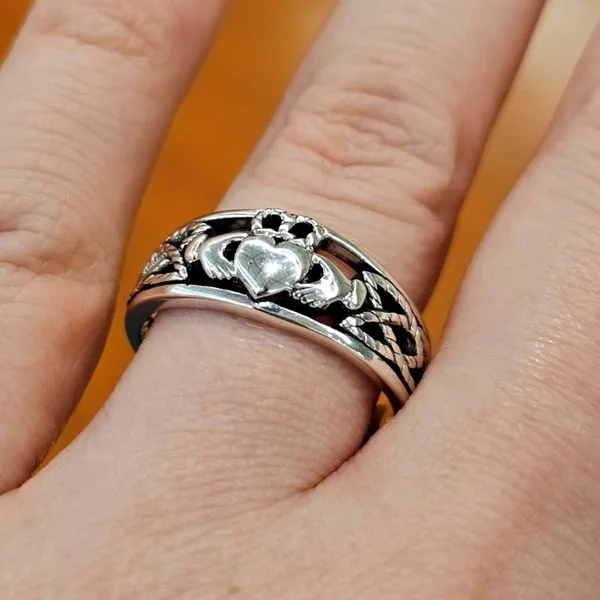 Sterling Tapered Claddagh Ring Image 3 Mark Jewellers La Crosse, WI