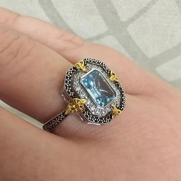 Sterling Blue Topaz Celestial Ring Image 3 Mark Jewellers La Crosse, WI