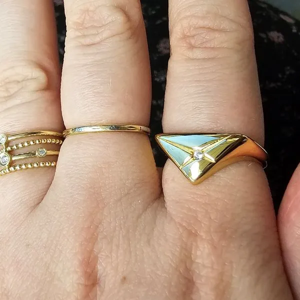 Gold-Plated Sterling CZ Triangle Ring Image 3 Mark Jewellers La Crosse, WI