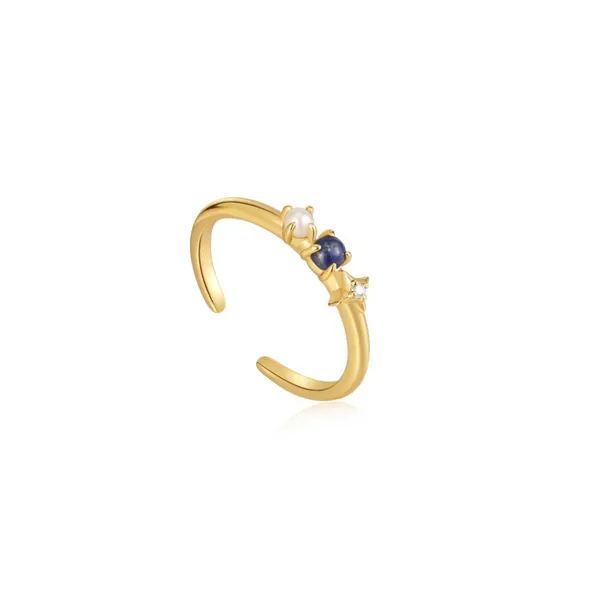 Gold-Plated Sterling Lapis, Pearl, & CZ Ring Mark Jewellers La Crosse, WI