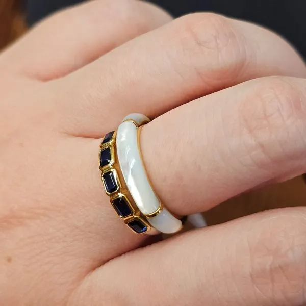 Gold-Plated Sterling Blue Crystal Ring Image 3 Mark Jewellers La Crosse, WI
