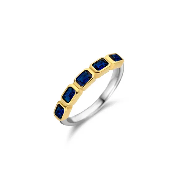 Gold-Plated Sterling Blue Crystal Ring Mark Jewellers La Crosse, WI