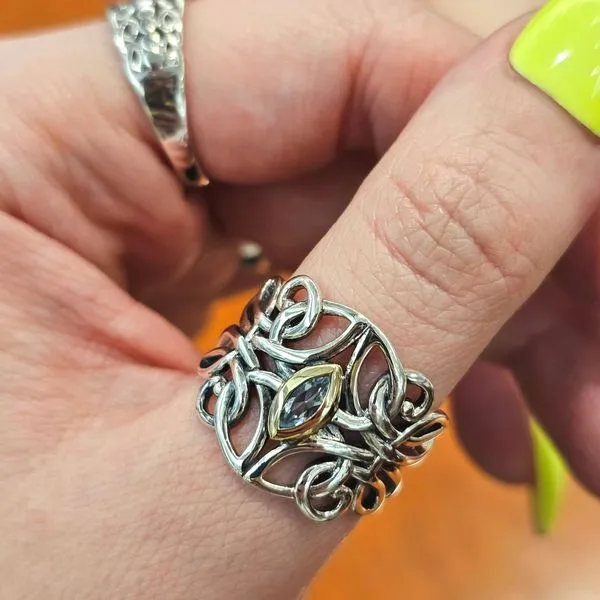 Sterling Blue Topaz Guardian Angel Ring Image 3 Mark Jewellers La Crosse, WI