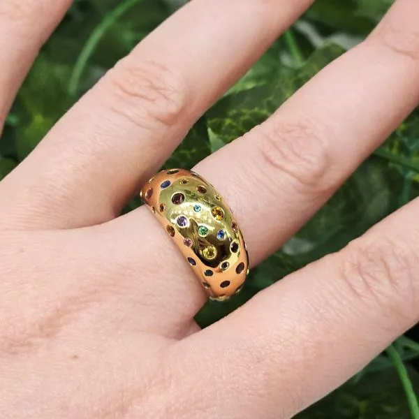 Gold-Plated Sterling Multicolor CZ Ring Image 3 Mark Jewellers La Crosse, WI