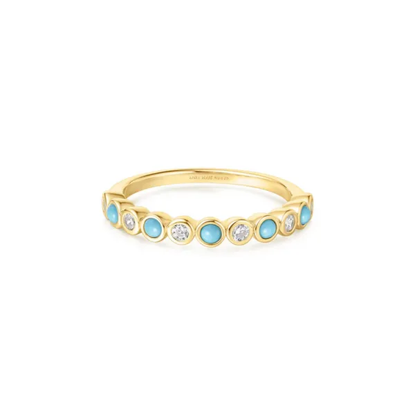 Gold-Plated Sterling Created Turquoise & CZ Ring Mark Jewellers La Crosse, WI