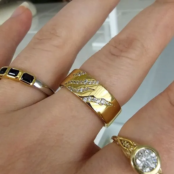 Gold-Plated Sterling CZ Tiger Stripe Band Image 2 Mark Jewellers La Crosse, WI