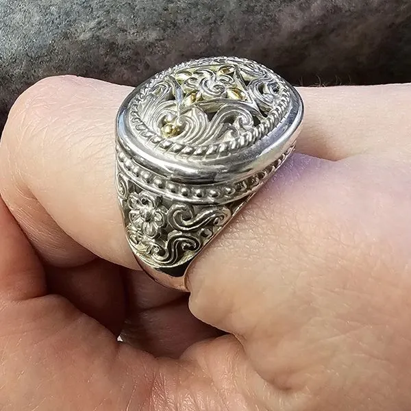 Gold-Plated Sterling Oval Signet Ring Image 2 Mark Jewellers La Crosse, WI