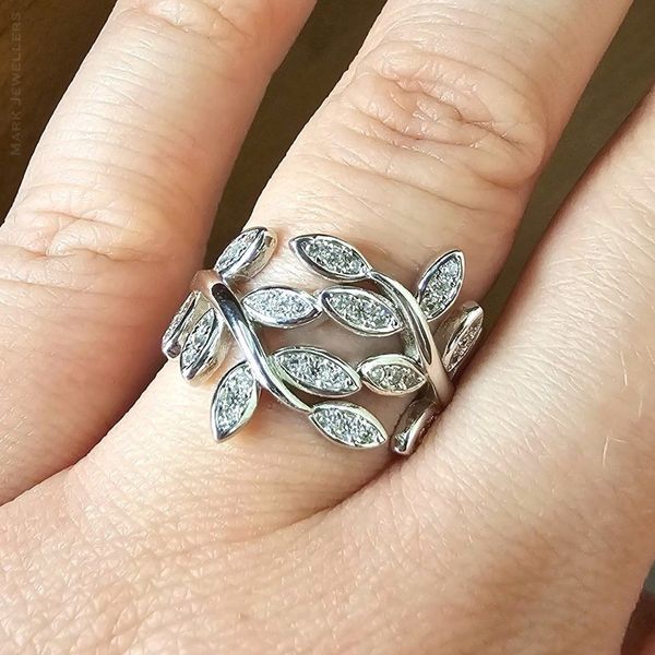 Sterling CZ Leaf Ring Image 3 Mark Jewellers La Crosse, WI