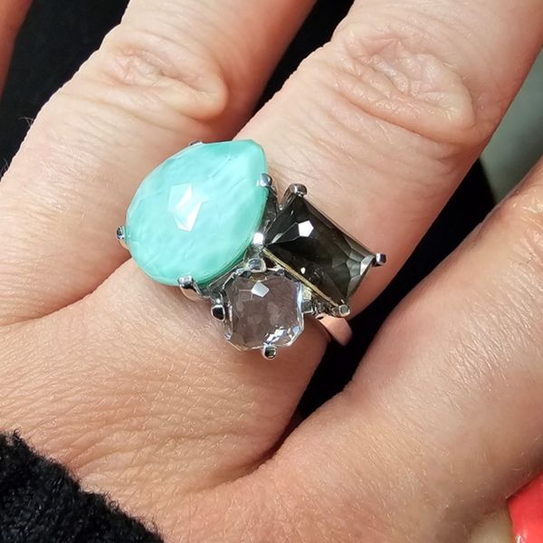 Sterling Turquoise, Quartz, Mother-of-Pearl, White Topaz Ring Image 3 Mark Jewellers La Crosse, WI