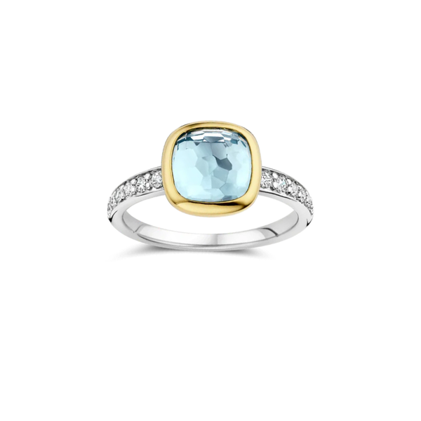 Gold-Plated Sterling Blue CZ Ring Mark Jewellers La Crosse, WI