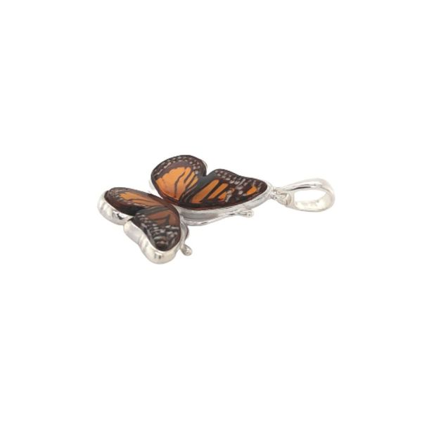Sterling Amber Inlay Butterfly Pendant Image 2 Mark Jewellers La Crosse, WI