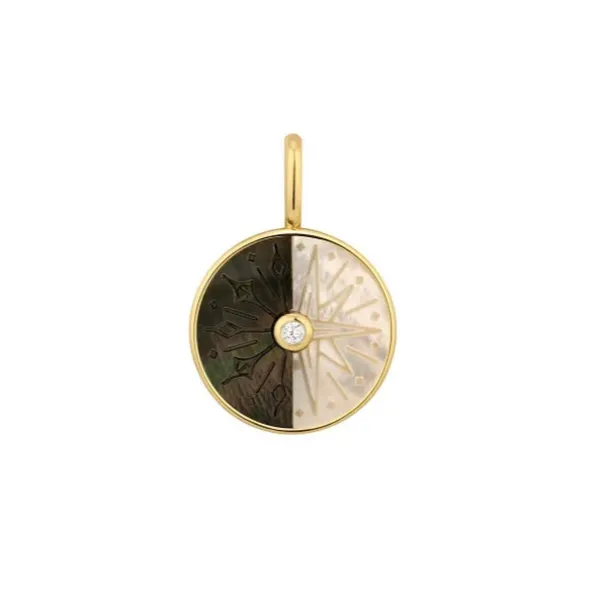 Gold-Plated Sterling Black & White Mother-of-Pearl Eclipse Charm Mark Jewellers La Crosse, WI