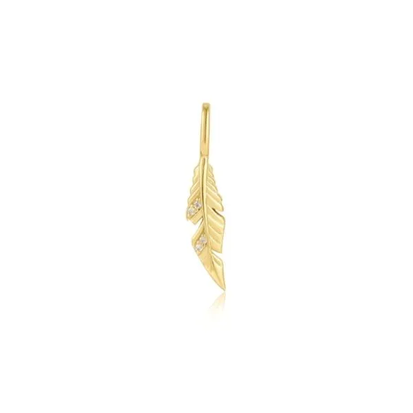 Gold-Plated Sterling CZ Feather Charm Mark Jewellers La Crosse, WI