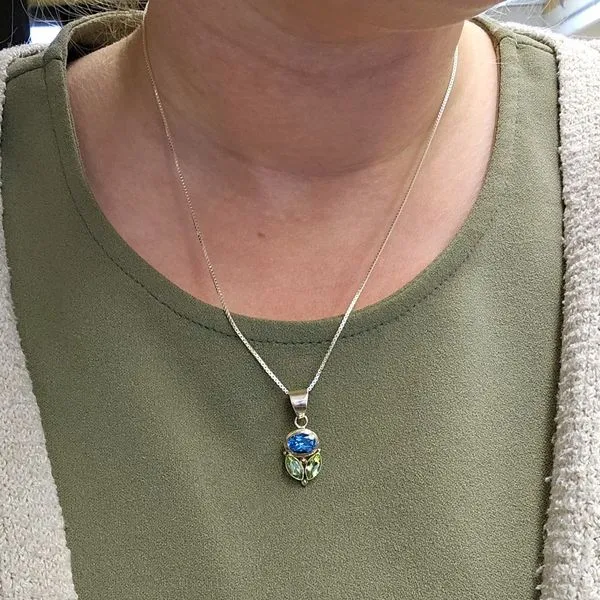 Sterling Blue Topaz & Peridot Pendant Image 3 Mark Jewellers La Crosse, WI